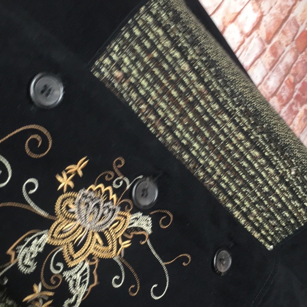 Vintage Notations Boho Patchwork Embroidered Butt… - image 6